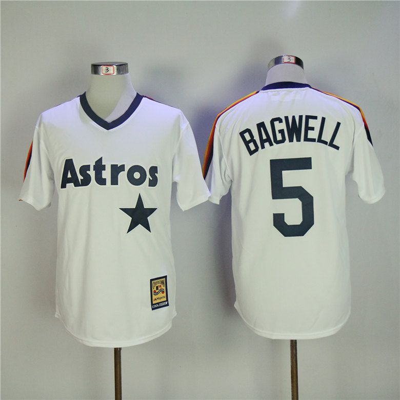 Men Houston Astros 5 Bagwell White Throwback MLB Jerseys